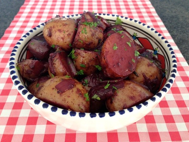 Aardappelen met rode wijn