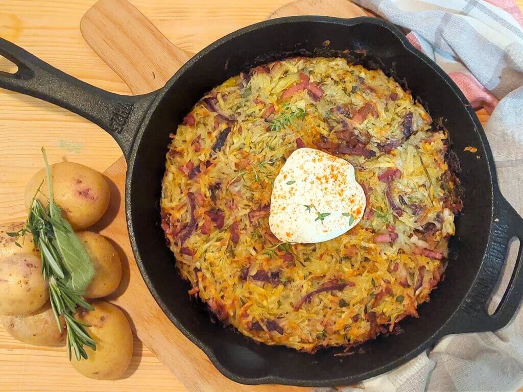 Rösti uit Trentino met zure room