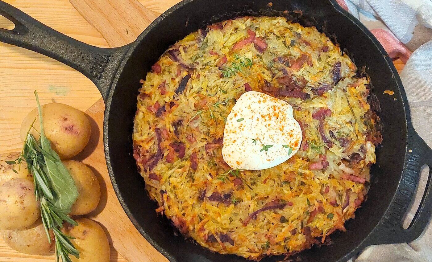 Rösti uit Trentino met zure room
