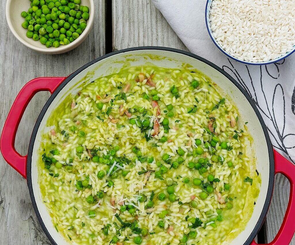 recept risi e bisi - rijst en doperwten